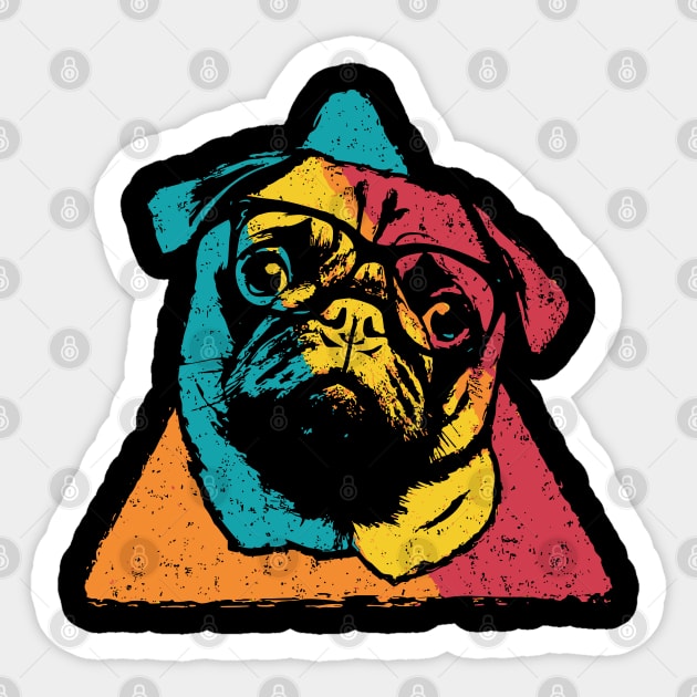 Retro Pug Face – Vintage Dog Breed Art with Charm Sticker by TuncGK